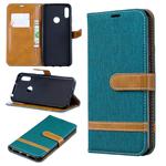 Color Matching Denim Texture Leather Case for Huawei Y6 2019 / Y6  Pro 2019, with Holder & Card Slots & Wallet & Lanyard(Green)