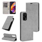 For Oppo Realme X7 Retro-skin Business Magnetic Suction Leather Case with Holder & Card Slots & Wallet(Grey)