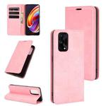 For Oppo Realme X7 Retro-skin Business Magnetic Suction Leather Case with Holder & Card Slots & Wallet(Pink)