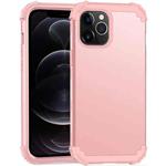 For iPhone 12 / 12 Pro PC+ Silicone Three-piece Anti-drop Mobile Phone Protective Back Cover(Rose Gold)