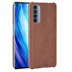 For OPPO Reno4 Pro 4G (Foreign India version) Shockproof Crocodile Texture PC + PU Case(Brown)