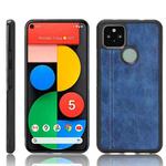 For Google Pixel 4a 5G Shockproof Sewing Cow Pattern Skin PC + PU + TPU Case(Blue)