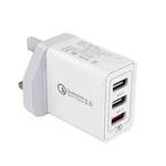 SDC-30W 30W QC 3.0 USB + 2.4A Dual USB 2.0 Ports Mobile Phone Tablet PC Universal Quick Charger Travel Charger, UK Plug