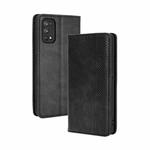 For OPPO Realme 7 Pro Magnetic Buckle Retro Crazy Horse Texture Horizontal Flip Leather Case  , with Holder & Card Slots & Photo Frame(Black)