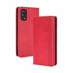 For OPPO Realme 7 Pro Magnetic Buckle Retro Crazy Horse Texture Horizontal Flip Leather Case  , with Holder & Card Slots & Photo Frame(Red)