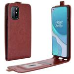 For OnePlus 8T R64 Texture Single Vertical Flip Leather Protective Case with Card Slots & Photo Frame(Brown)