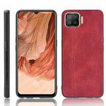 For OPPO F17/A73 Shockproof Sewing Cow Pattern Skin PC + PU + TPU Case(Red)