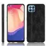 For OPPO Reno4 SE Shockproof Sewing Cow Pattern Skin PC + PU + TPU Case(Black)