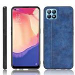 For OPPO Reno4 SE Shockproof Sewing Cow Pattern Skin PC + PU + TPU Case(Blue)