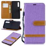 Color Matching Denim Texture Leather Case for Huawei P30, with Holder & Card Slots & Wallet & Lanyard(Purple)