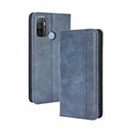 For OPPO A53 2020 / A53S 2020 / A33  Magnetic Buckle Retro Crazy Horse Texture Horizontal Flip Leather Case with Holder & Card Slots & Photo Frame(Blue)
