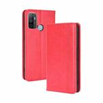 For OPPO A53 2020 / A53S 2020 / A33  Magnetic Buckle Retro Crazy Horse Texture Horizontal Flip Leather Case with Holder & Card Slots & Photo Frame(Red)