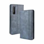 For Sony Xperia 5 II Magnetic Buckle Retro Crazy Horse Texture Horizontal Flip Leather Case with Holder & Card Slots & Photo Frame(Blue)