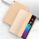 For iPad Air 2022 / 2020 10.9 Three-folding Surface PU Leather TPU Matte Soft Bottom Case with Holder & Sleep / Wake-up Function(Gold)