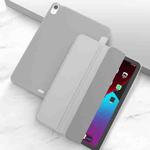 For iPad Air 2022 / 2020 10.9 Three-folding Surface PU Leather TPU Matte Soft Bottom Case with Holder & Sleep / Wake-up Function(Grey)