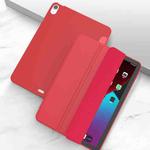 For iPad Air 2022 / 2020 10.9 Three-folding Surface PU Leather TPU Matte Soft Bottom Case with Holder & Sleep / Wake-up Function(Red)