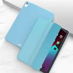 For iPad Air 2022 / 2020 10.9 Three-folding Surface PU Leather TPU Matte Soft Bottom Case with Holder & Sleep / Wake-up Function(Sky blue)