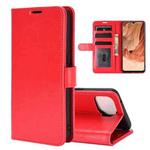 For OPPO F17 R64 Texture Single Horizontal Flip Protective Case with Holder & Card Slots & Wallet& Photo Frame(Red)