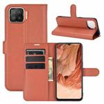 For OPPO F17 Litchi Texture Horizontal Flip Protective Case with Holder & Card Slots & Wallet(Brown)