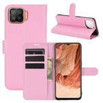 For OPPO F17 Litchi Texture Horizontal Flip Protective Case with Holder & Card Slots & Wallet(Pink)