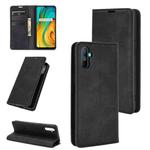 For OPPO Realme C3 without Fingerprint  Retro-skin Business Magnetic Suction Leather Case with Holder & Card Slots & Wallet(Black)