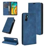 For OPPO Realme C3 without Fingerprint  Retro-skin Business Magnetic Suction Leather Case with Holder & Card Slots & Wallet(Dark Blue)
