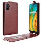 For OPPO Realme C3 without Fingerprint  R64 Texture Single Vertical Flip Leather Protective Case with Card Slots & Photo Frame(Brown)