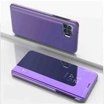 For OPPO A93/Reno4 Lite/F17 Pro/Reno 4F Plated Mirror Horizontal Flip Leather Case with Holder(Purple Blue)