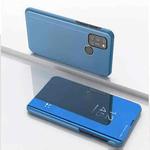 For OPPO Realme 7i/C17 Plated Mirror Horizontal Flip Leather Case with Holder(Blue)