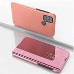 For OPPO Realme 7i/C17 Plated Mirror Horizontal Flip Leather Case with Holder(Rose Gold)