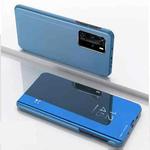 For Xiaomi Mi 10T/10T Pro Plated Mirror Horizontal Flip Leather Case with Holder(Blue)
