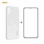 For iPhone 11 Hat-Prince ENKAY ENK-PC0642 Liquid Silicone Straight Edge Shockproof Protective Case + 0.26mm 9H 2.5D Full Glue Full Coverage Tempered Glass Protector Film(Beige)