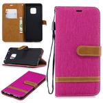 Color Matching Denim Texture Leather Case for Huawei Mate 20 Pro, with Holder & Card Slots & Wallet & Lanyard(Rose Red)