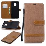 Color Matching Denim Texture Leather Case for Huawei Mate 20 Pro, with Holder & Card Slots & Wallet & Lanyard(Brown)