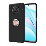 For Xiaomi Mi 10T Lite Metal Ring Holder 360 Degree Rotating TPU Case(Black+Rose Gold)