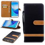 Color Matching Denim Texture Leather Case for Huawei Y9 2018 & Enjoy 8 Plus , with Holder & Card Slots & Wallet & Lanyard(Black)