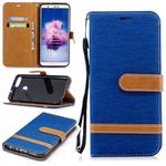 Color Matching Denim Texture Leather Case for Huawei P Smart / Enjoy 7S, with Holder & Card Slots & Wallet & Lanyard(Royal Blue)