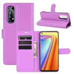 For OPPO Realme 7 Litchi Texture Horizontal Flip Protective Case with Holder & Card Slots & Wallet(Purple)