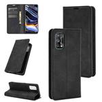 For OPPO Realme 7 Pro Retro-skin Business Magnetic Suction Leather Case with Holder & Card Slots & Wallet(Black)