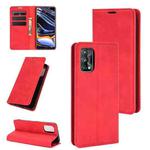 For OPPO Realme 7 Pro Retro-skin Business Magnetic Suction Leather Case with Holder & Card Slots & Wallet(Red)