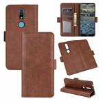 For Nokia 2.4 Dual-side Magnetic Buckle Horizontal Flip Leather Case with Holder & Card Slots & Wallet(Brown)