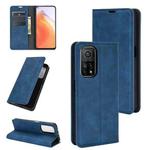 For Xiaomi Mi 10T / 10T Pro Retro-skin Business Magnetic Suction Leather Case with Holder & Card Slots & Wallet(Dark Blue)