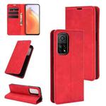 For Xiaomi Mi 10T / 10T Pro Retro-skin Business Magnetic Suction Leather Case with Holder & Card Slots & Wallet(Red)