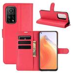 For Xiaomi Mi 10T / 10T Pro Litchi Texture Horizontal Flip Protective Case with Holder & Card Slots & Wallet(Red)