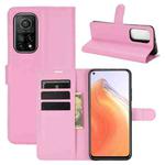 For Xiaomi Mi 10T / 10T Pro Litchi Texture Horizontal Flip Protective Case with Holder & Card Slots & Wallet(Pink)