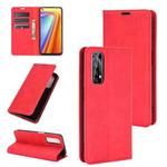 For OPPO Realme 7 Retro-skin Business Magnetic Suction Leather Case with Holder & Card Slots & Wallet(Red)