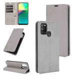 For OPPO Realme 7i / Realme C17 Retro-skin Business Magnetic Suction Leather Case with Holder & Card Slots & Wallet(Grey)