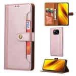 For Xiaomi POCO X3 NFC / X3 Calf Texture Double Fold Clasp Horizontal Flip Leather Case with Photo Frame & Holder & Card Slots & Wallet(Rose Gold)