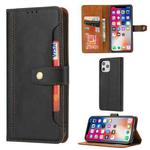 For iPhone 12 / 12 Pro Calf Texture Double Fold Clasp Horizontal Flip Leather Case with Photo Frame & Holder & Card Slots & Wallet(Black)