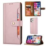For iPhone 12 / 12 Pro Calf Texture Double Fold Clasp Horizontal Flip Leather Case with Photo Frame & Holder & Card Slots & Wallet(Rose Gold)